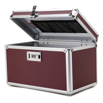 HEWEI WORKS Combination Locking Medicine Box with Portable Storage Case12.2''x 7.2''x 7.6'', Childproof Medication Lock Organizer, Lockbox for Secure Cash, Jewelry, ID Documents (Brown/Medium)