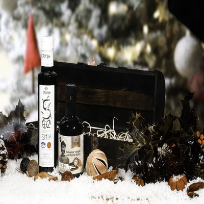 Gift Set Olive Oil 250ml with Balsamic Vinegar 200ml Wooden Chest