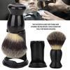 Pmandgk Soft Pig Bristle Wooden Beard Brush Hairdressing Shaving Tool MMNner Cordr Beard Comb Kit SttNder Holder Set view 2