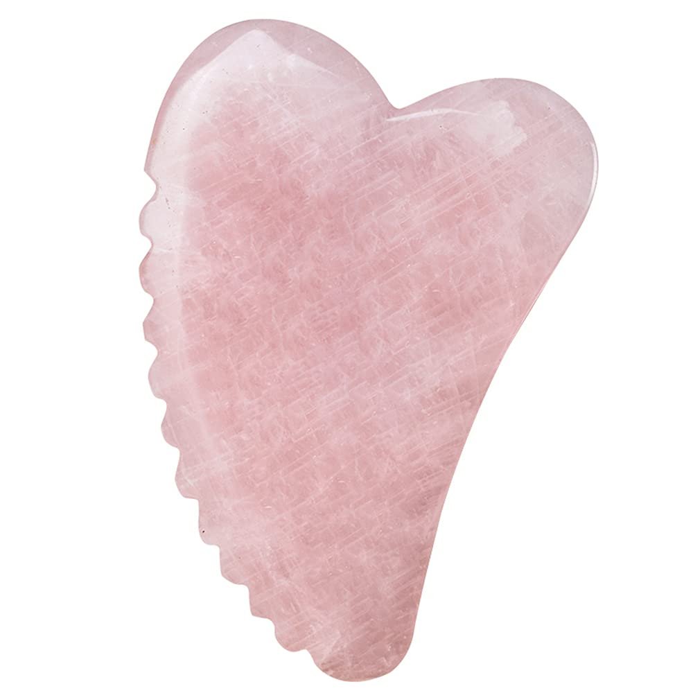 1PCS Gua Sha Facial Tool, Natural Jade Stone Guasha Board for SPA Acupuncture Therapy Trigger Point Treatment, Gua Sha Scraping Massage Tool (Pink)