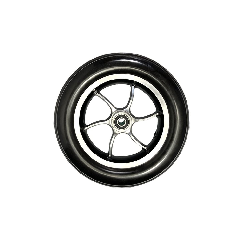 10 inch Caster Assembly, Front Wheel & Solid Tyre, 5-Spoke Aluminum Rim, Wheel Replacement for Wheelchairs (Color : Black, Size : 25cm/10in)