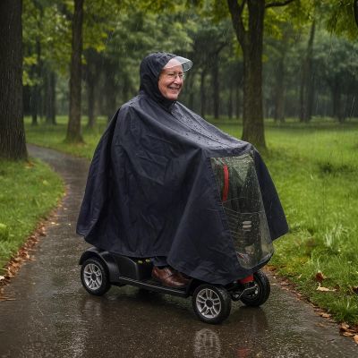 SunMelt Elderly Mobility Scooter Poncho, Wheelchair Rain Cape Cover Bicycle Protective Coat for Snow Dust Sleet Resistance, 64 In x 69 In