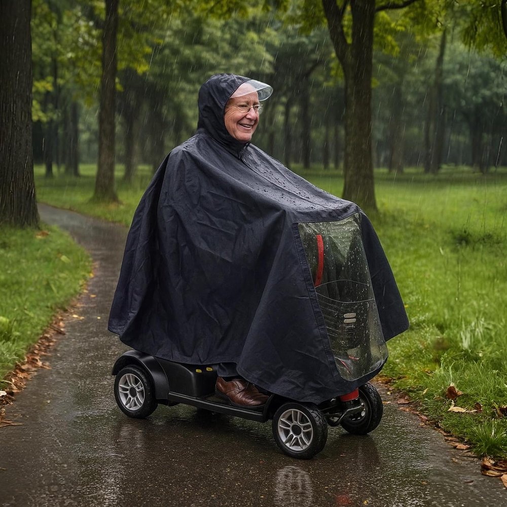 SunMelt Elderly Mobility Scooter Poncho, Wheelchair Rain Cape Cover Bicycle Protective Coat for Snow Dust Sleet Resistance, 64 In x 69 In