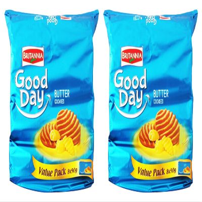 Britannia Good Day Butter Cookies (648g) (Pack of 2)  Melt-In-Mouth Loaded with Butter Cookies - Cracker Cookies Snacks for Kids