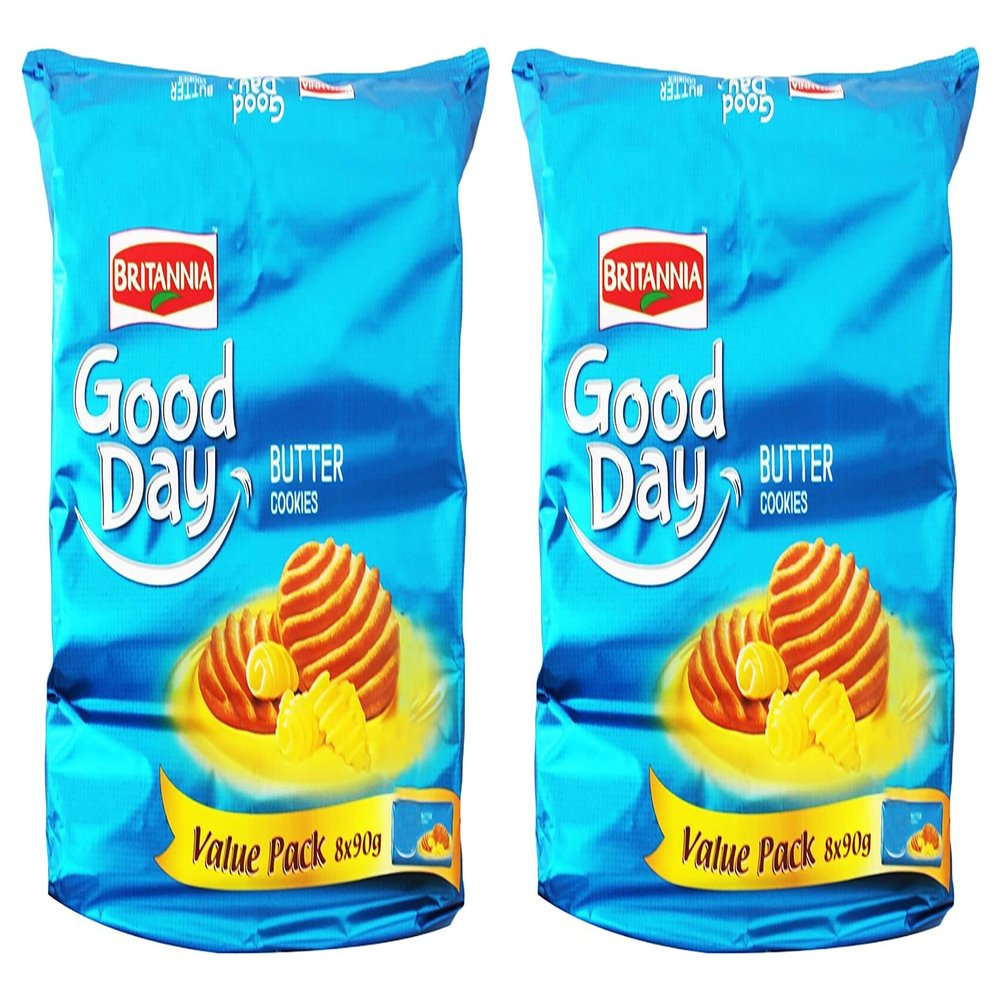 Britannia Good Day Butter Cookies (648g) (Pack of 2)  Melt-In-Mouth Loaded with Butter Cookies - Cracker Cookies Snacks for Kids