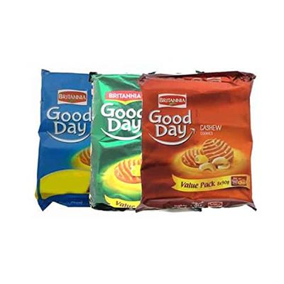 Britannia Good Day Butter, Cashew and Pista Badam Cookies Combo Pack (648g) Each  Melt-In-Mouth Loaded with Butter, Cashew and Pista Badam Nuts - Cracker Cookies Snacks for Kids