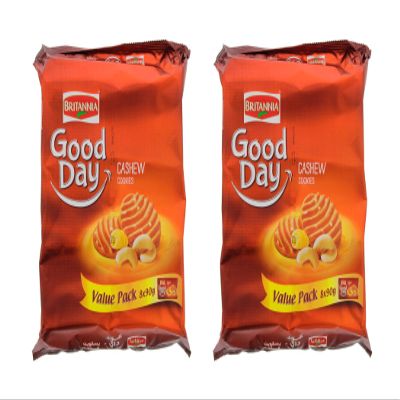 Britannia Good Day Cashew Cookies (648g) (Pack of 2)  Melt-In-Mouth Cookies Loaded with Cashew Nuts and Butter - Cracker Cookies Snacks for Kids