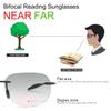 2 Pairs Rimless Bifocal Reading Sunglasses UV400 Protection Sports Outdoor Unisex Sun Readers Blue Light Blocking Glasses for Men Women Driving Safety Eyeglasses Tinted Lens Shades Eyewear 2.5 view 2