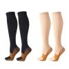 Compression Socks for Women Men, 2 Pairs 20-25mmHg Knee High Socks Compression Stockings for Sport, Athletic, Edema, Diabetic, Varicose Veins, Travel, Pregnancy, Nursing (XXL, Black+Skin) view 1