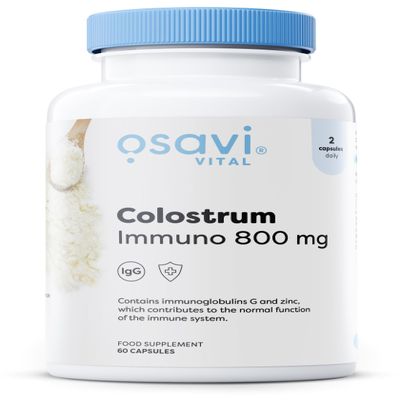 Osavi Colostrum Immuno 800mg 60 Capsules | Bovine Colostrum with 18% Immunoglobulins G and Highly Absorbable Zinc Gluconate