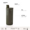 Design Letters SPORTS Leak-proof Water Bottle Olive (500 ml) | Use as gym bottle, smoothie bottle | Includes Shaker ball for mixing energy drinks | BPA & BPS-Free | Dishwasher & Microwave safe view 2