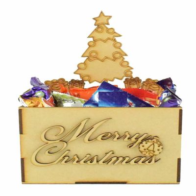 Vision4ever 1x Merry Christmas Sweet Chocolate Hamper Treat Gift Boxes Christmas Tree Shape (Chocolate Not Included)