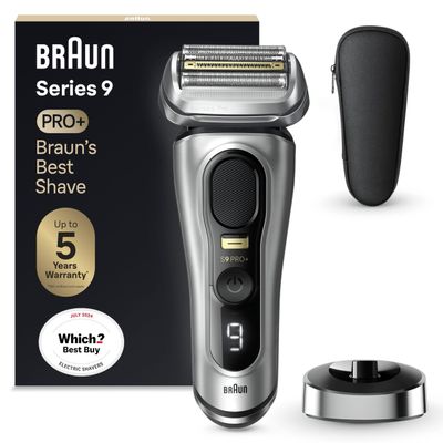 Braun Series 9 Pro Electric Shaver With 3+1 Head, ProLift Trimmer, Charging Stand & Travel Case, Sonic Technology, UK 2 Pin Plug, 9417s