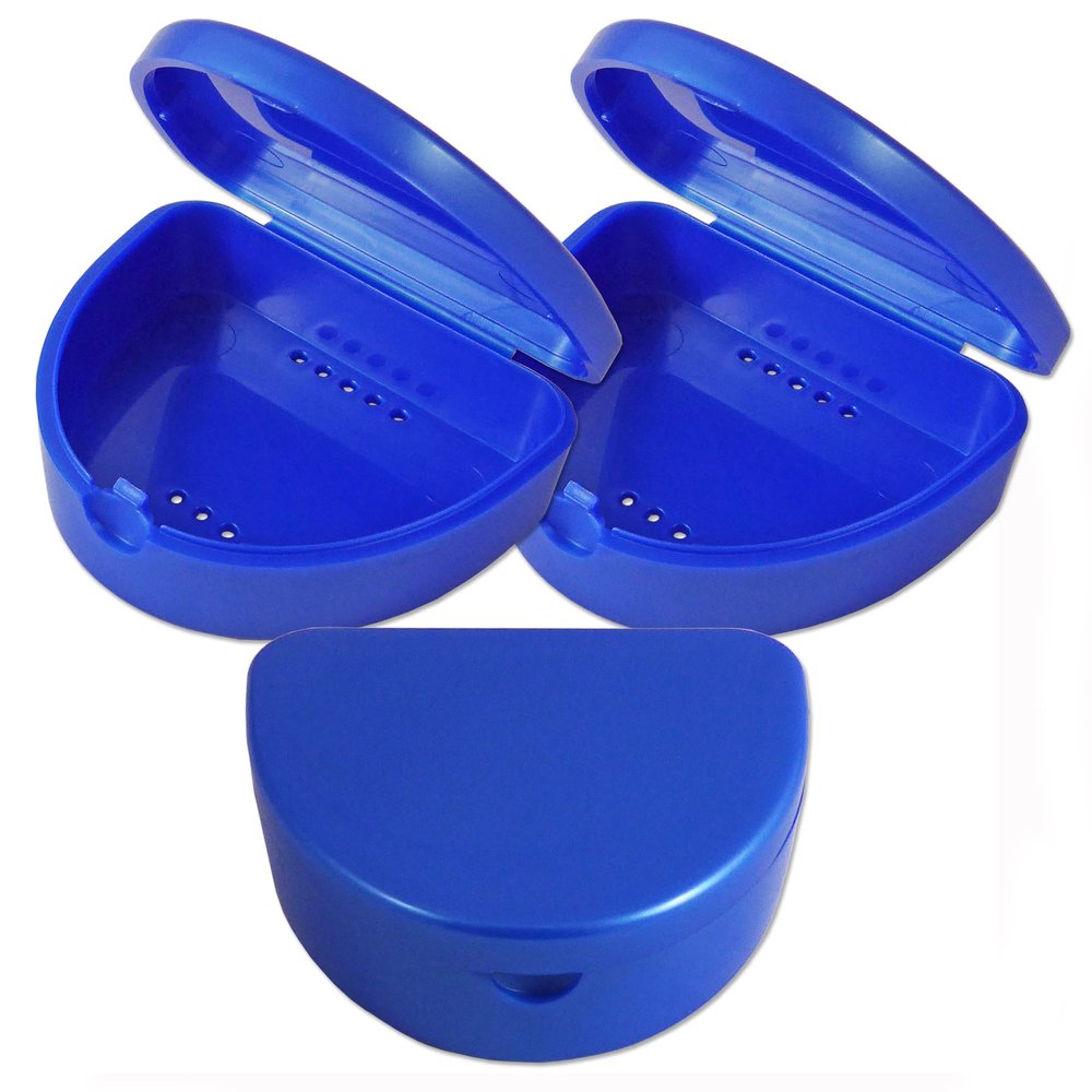 75 x Slim Retainer Case ~ Bulk Buy, Dental Box, for Dentures, Gumshields, Braces Storage (Blue)
