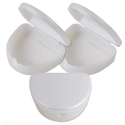 75 x Slim Retainer Case ~ Bulk Buy, Dental Box, for Dentures, Gumshields, Braces Storage (White)