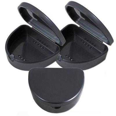 75 x Slim Retainer Case ~ Bulk Buy, Dental Box, for Dentures, Gumshields, Braces Storage (Grey)