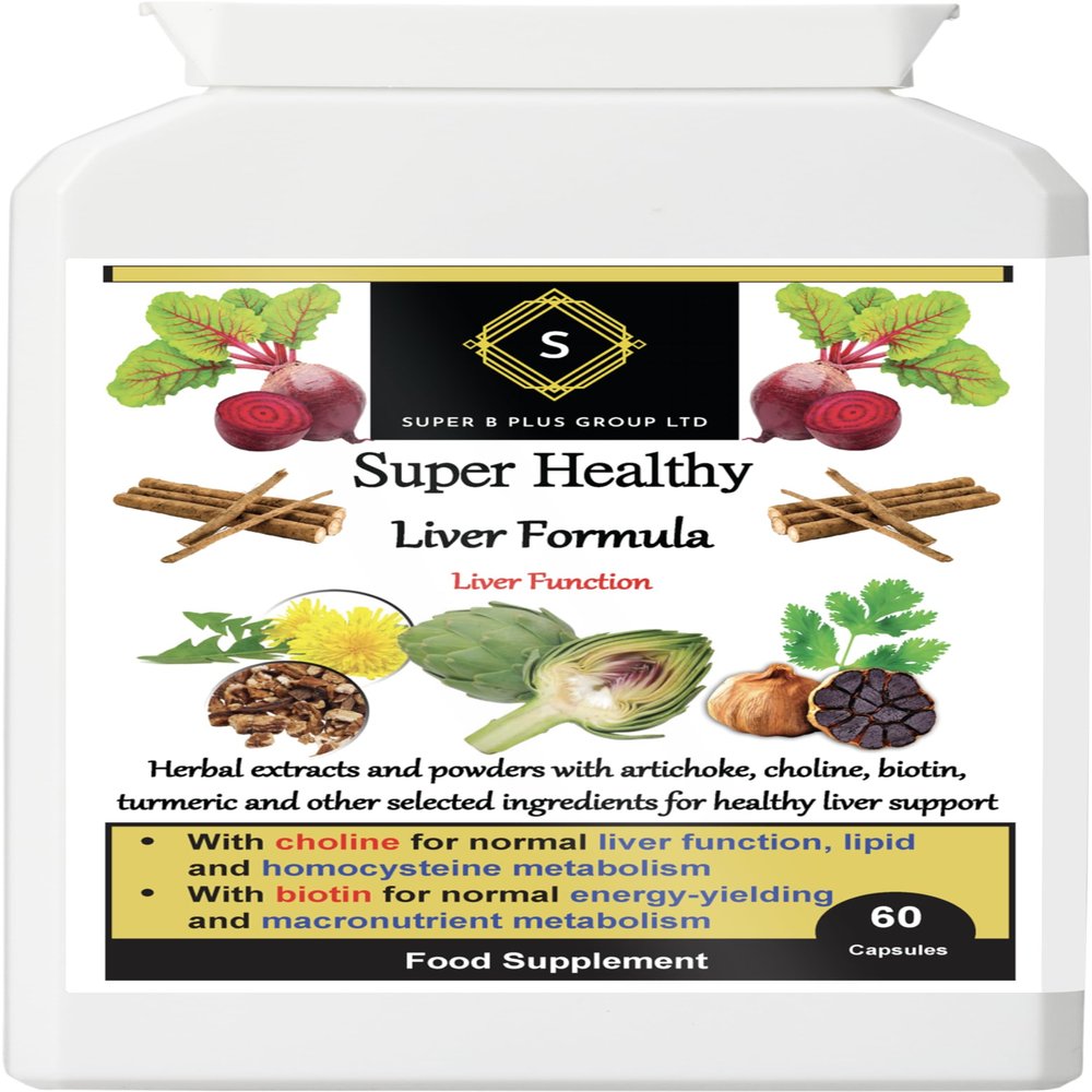 Super Healthy Liver Formula: Detox & Support with Choline & Biotin - 60 Vegan Capsules