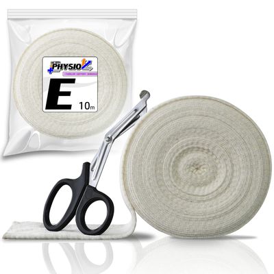 10m Full Roll + 18cm Scissors - RE-GEN Tubular Compression Fit Elasticated Support Bandage Dressing - Size E (8.75cm) for Limb Circumference 24-28cm | Ideal for Large Ankle Medium Knee