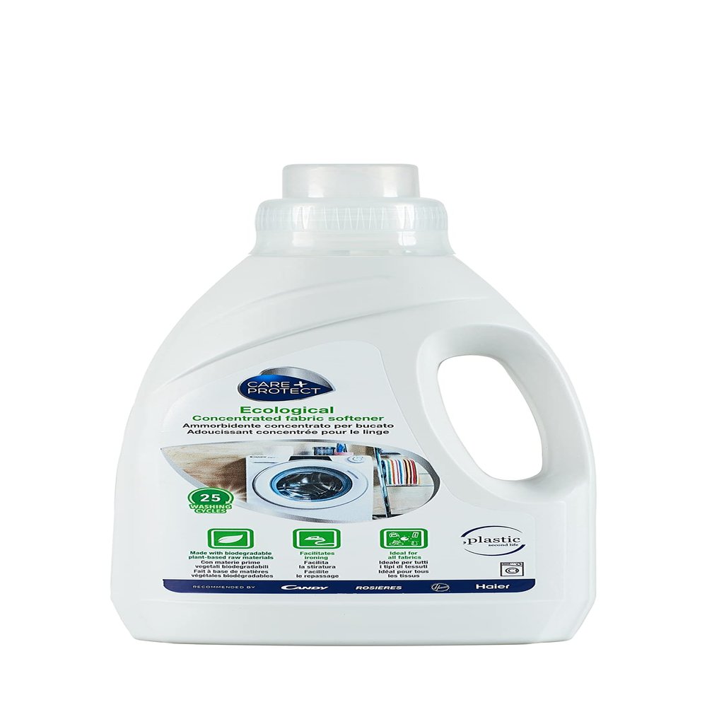 CARE+PROTECT Eco Friendly Fabric Softener - Concentrated Formula - Hypoallergenic - Without Dyes And Phosphates - 750 ml For Up To 25 Washes - White