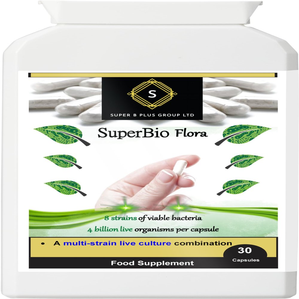 SuperBio Flora Probiotic: Multi-Strain for Gut Health & Digestion & Immunity (4 Billion CFU) - Vegan 30 Capsules
