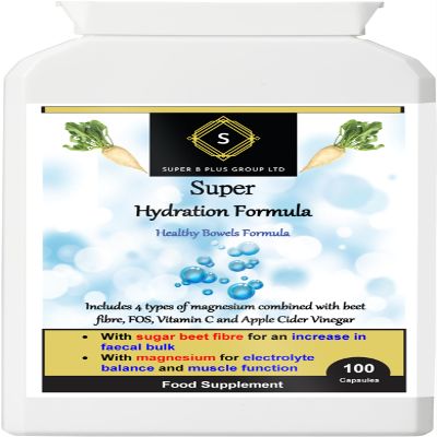 Super Electrolyte Hydration & Bowel Support Formula - Magnesium, Vitamin C & Beet Fiber (Vegan) - 100 Capsules