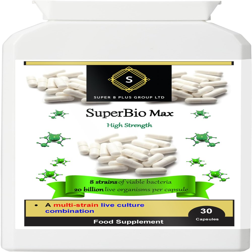 SuperBio Max Probiotic 20 Billion CFU - Gut Health & Immune Support - Vegan, Gluten & Dairy Free - 30 Capsules