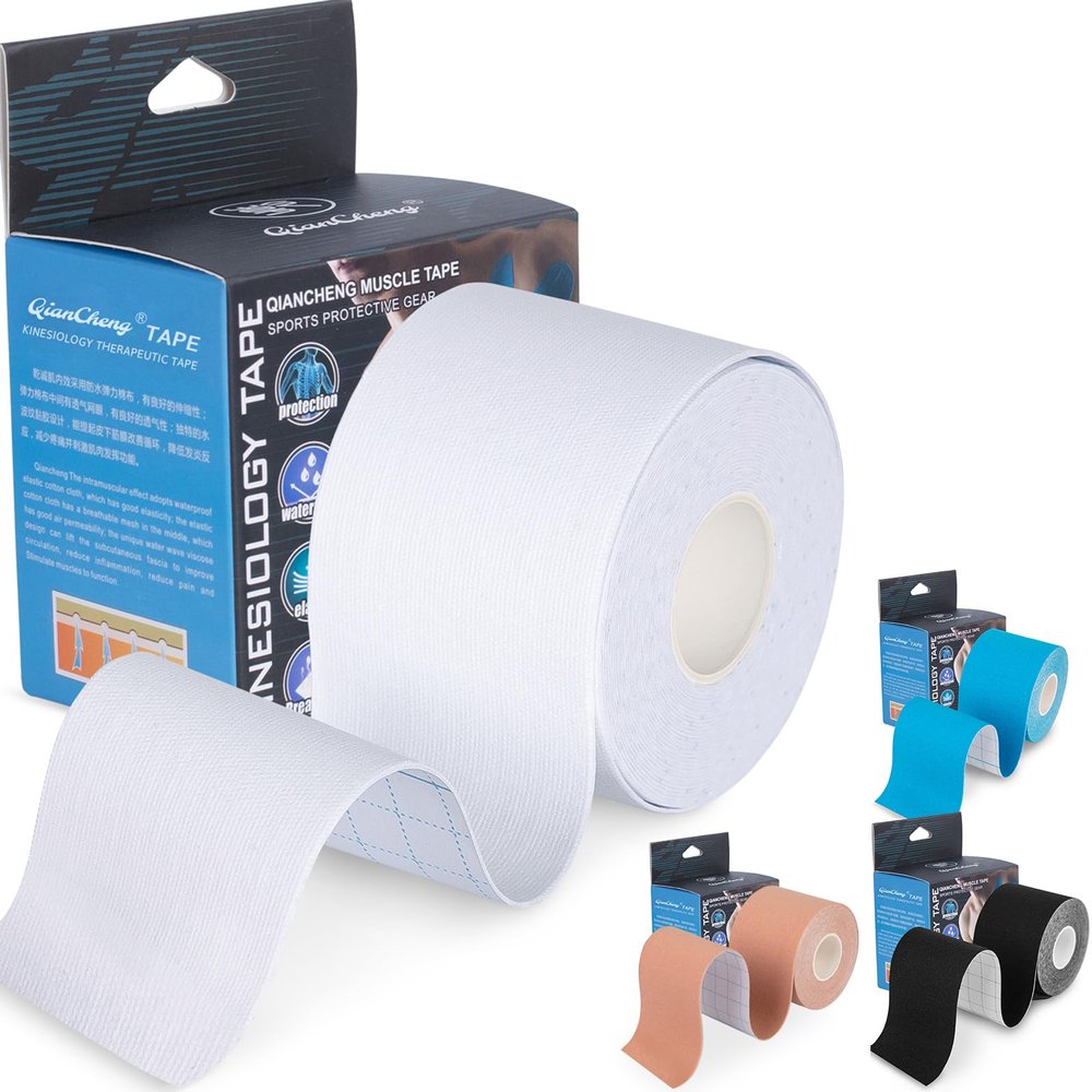 Kinesiology Tape for Sports Athletes - 16 FT Waterproof Athletic Tape for The Knee, Elbow and Shoulder Muscles, etc. (White,5 cm)