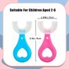 2Pcs Kids Toothbrushes,U Shaped Toothbrush 360All-Round Cleaning Silicone Teeth Brush for Kids 2-6Years(Blue and Pink) view 2