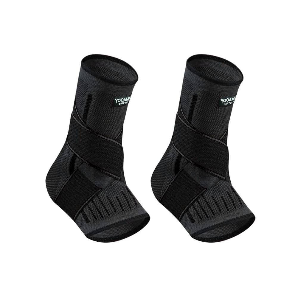 LQSCJS 2 Pack Ankle Brace for Weak Ankles, Adjustable Compression Ankle Support for Men Women Achilles Tendon Support, Stabilize Ligaments, Plantar Fasciiti, Eases Pain Sprained Ankle Pain, Black
