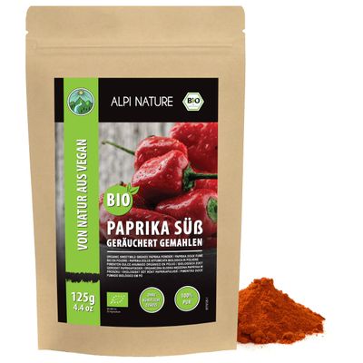 Alpi Nature Organic Sweet Smoked Paprika 125g 4.4 oz, Ground Peppers, Sweet Smoked Paprika Powder