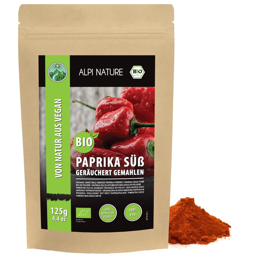 Alpi Nature Organic Sweet Smoked Paprika 125g 4.4 oz, Ground Peppers, Sweet Smoked Paprika Powder