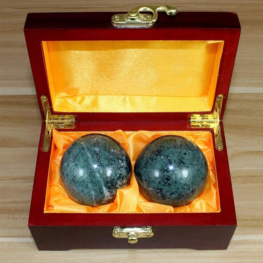KISOARTWQ Stress balls for adults Baoding Balls Chinese Exercise Balls Health Balls Exercise Massage Balls Stress Relieve Hand Exercise/Meditation Balls Baoding Balls,Marble Dark Gray Baoding Bal