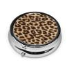 Pill Box Leopard Print Lumbar Pill Case for Purse Cute Small Travel Round Pill Organizer view 2