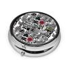 Pill Box Black White Flower Pill Case for Purse Cute Small Travel Round Pill Organizer view 2