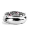 Pill Box Black White Flower Pill Case for Purse Cute Small Travel Round Pill Organizer view 3
