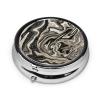 Pill Box Black White & Gold Chic Swirl Modern Abstract Pill Case for Purse Cute Small Travel Round Pill Organizer view 2