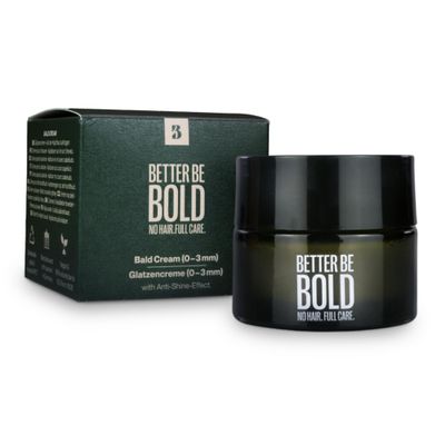 BETTER BE BOLD Nourishing Bald Cream (0-3 mm) | Natural Anti-Shine Effect | Against Skin Irritation and Shaving Burn | Moisturising | Premium Care for Bald Wearers | 50 ml