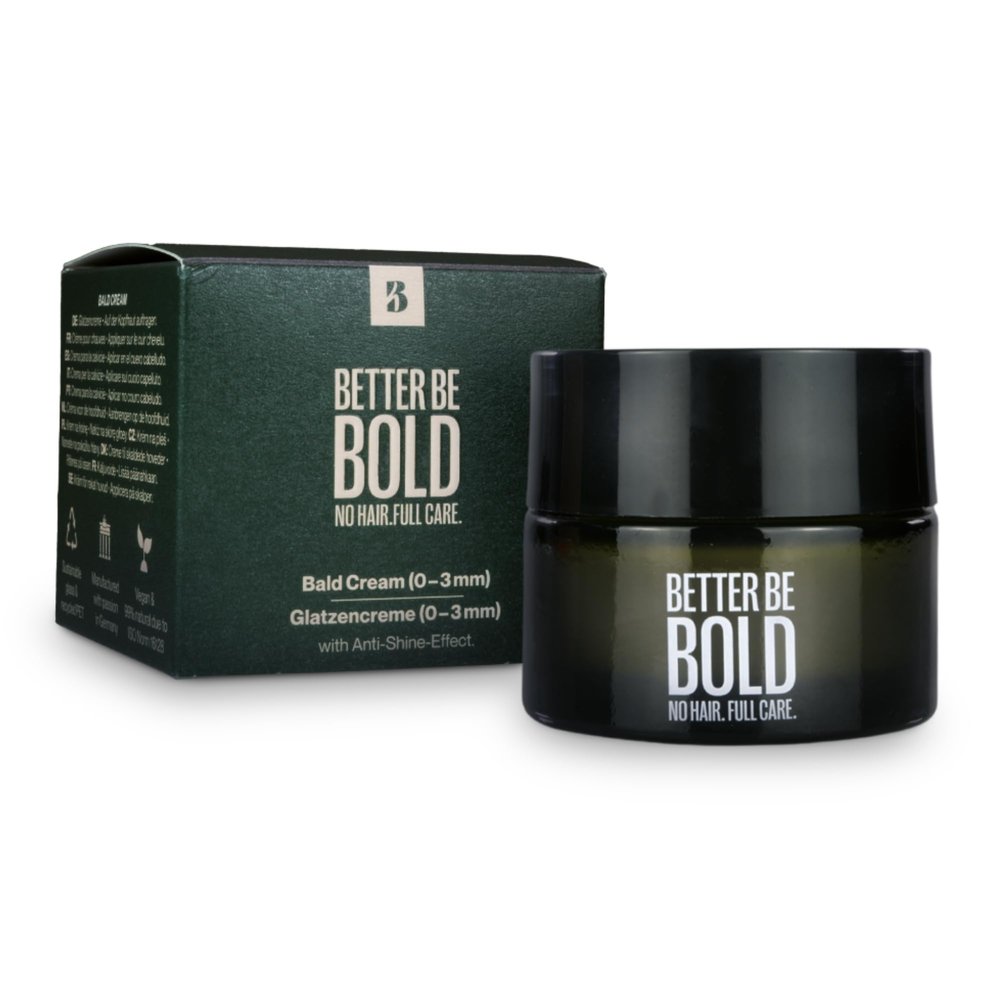 BETTER BE BOLD Nourishing Bald Cream (0-3 mm) | Natural Anti-Shine Effect | Against Skin Irritation and Shaving Burn | Moisturising | Premium Care for Bald Wearers | 50 ml