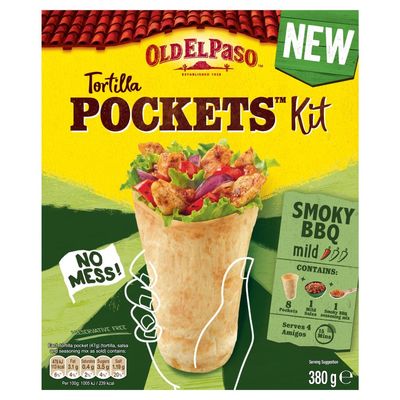Old El Paso Mild Smoky BBQ Tortilla Pockets Kit, 380g
