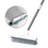 2 in 1 Floor Scrubbing Brush with Long Handle, Heavy Duty Stiff Bristle with Squeegee Shower Cleaning Scrub Brush for Cleaning Kitchen, Bathroom, Patio, Wall and Deck view 1