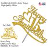 15th Anniversary Cake Topper Gold Glitter, 15 Wedding Anniversary Party Decoration Ideas, Premium Quality, Sturdy Doubled Sided Glitter, Acrylic Stick. Made in USA (15th Gold) view 3