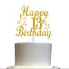13 Birthday Cake Topper Gold Glitter, Party Decoration Ideas, Premium Quality, Sturdy Doubled Sided Glitter, Acrylic Stick. Made in USA (13th) view 1