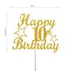 10 Birthday Cake Topper Gold Glitter, Party Decoration Ideas, Premium Quality, Sturdy Doubled Sided Glitter, Acrylic Stick. Made in USA (10th) view 2