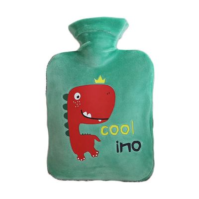 GIVBRO Hot Water Bottle Hand Warmer with Dinosaur Patterned Cloth Cover Gift for Birthday Christmas New Year - 250ml