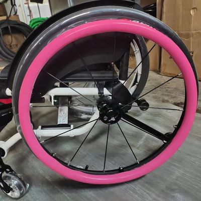 24-Inch,1Pair Wheelchair Push Rim Covers, Silicone Hand Push Cover, Rear Wheel Sports Wheelchair Cover, Non-Slip Wear-ResistantImprove Grip and Traction,Pink