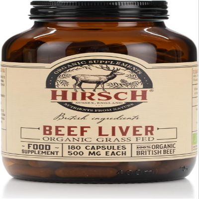 Hirsch Organic UK Grass Fed Beef Liver Supplement - Soil Association Certified 100% Organic and Glyphosate Free & Vitamin & Mineral 3rd Party Tested