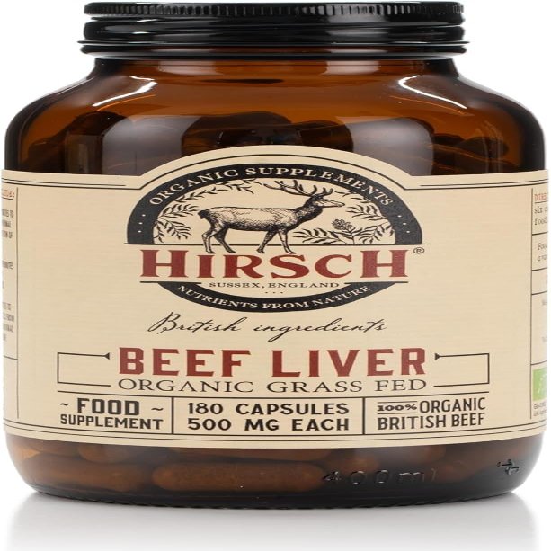 Hirsch Organic UK Grass Fed Beef Liver Supplement - Soil Association Certified 100% Organic and Glyphosate Free & Vitamin & Mineral 3rd Party Tested