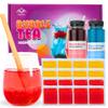 Bubble Tea Kit (Serves 16) - Blue Grape & Strawberry with Mango & Strawberry Popping Boba, Fruit Tea Concentrate, Low Calorie, Low Sugar view 1