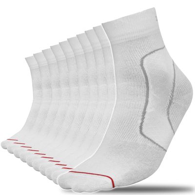 1000 Mile 10 Pair Multi-Pack Tight Fitting Support Compression Single Layers Socks | Ideal for Weak, Stiff, Sore Ankles | White UK6-8.5