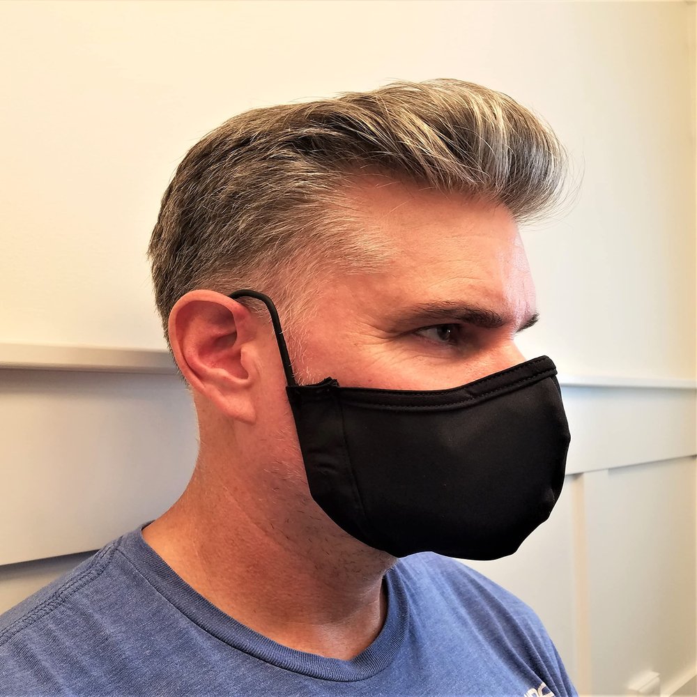 Comfortable BioSmart Fabric Face Mask with Adjustable Silicone Earpieces and Nosepiece (Large 5 x 5.5 in)